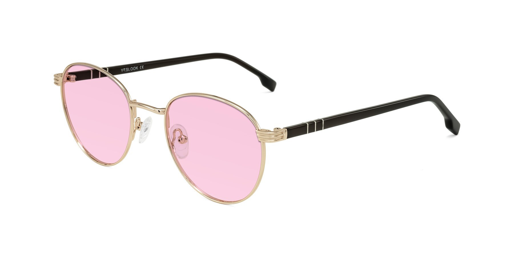 Angle of Orozco in Gold/Dark Brown with Light Pink Tinted Lenses
