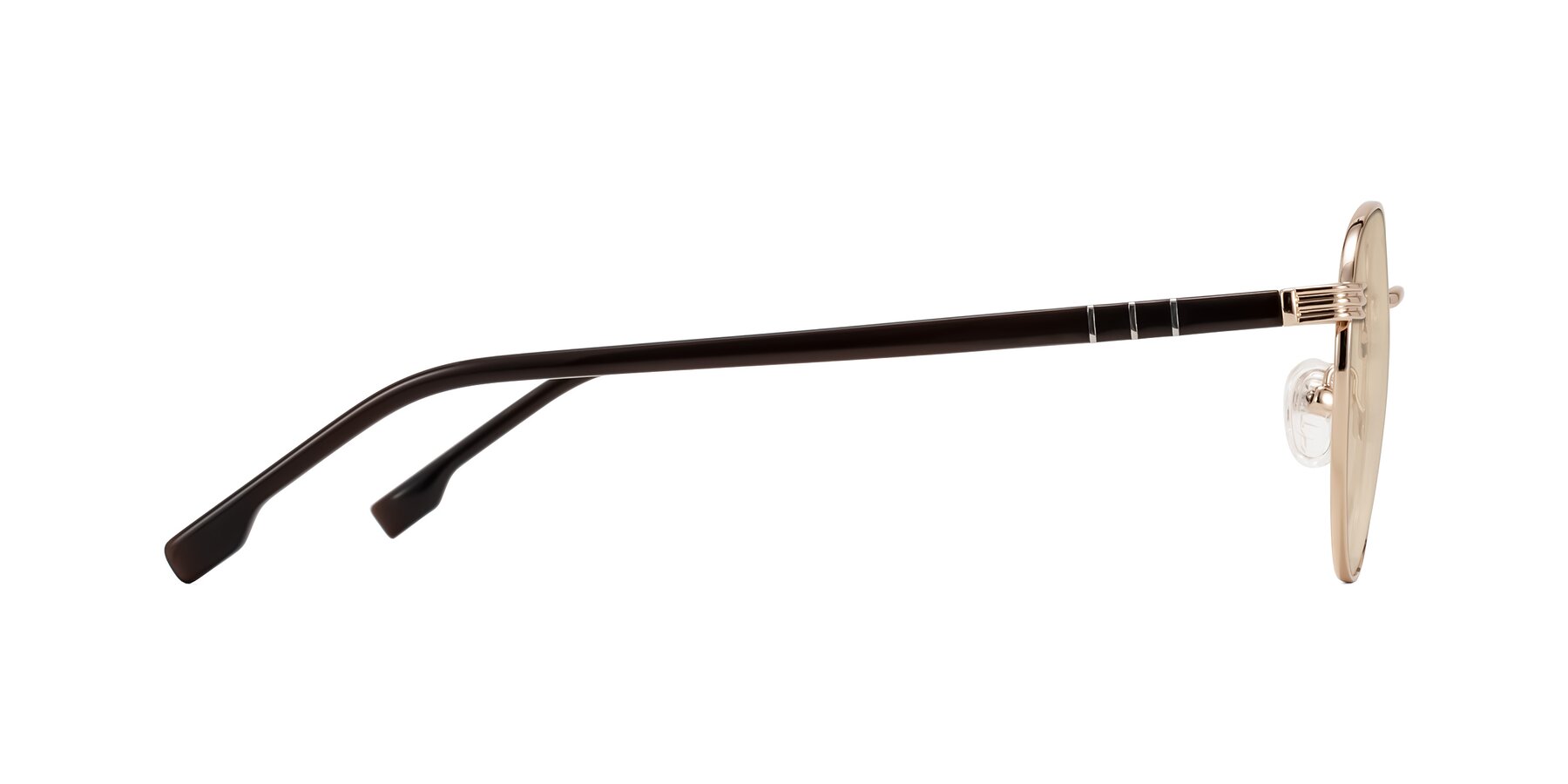 Side of Orozco in Gold/Dark Brown with Light Brown Tinted Lenses