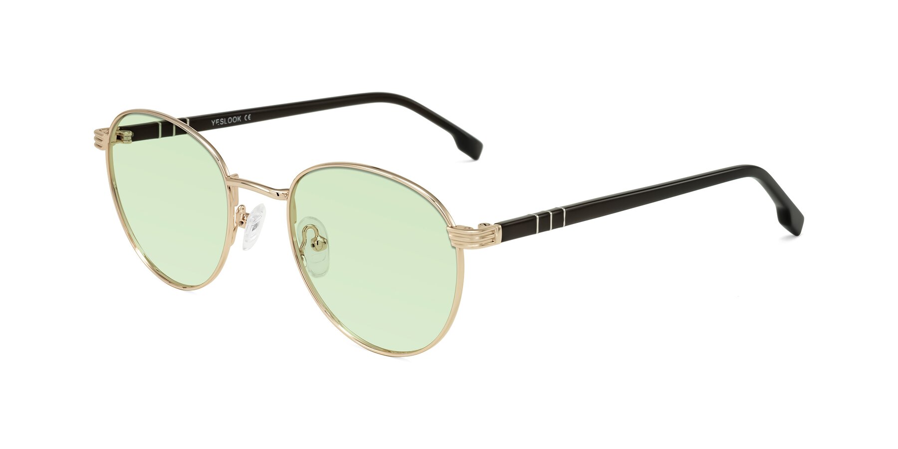 Angle of Orozco in Gold/Dark Brown with Light Green Tinted Lenses