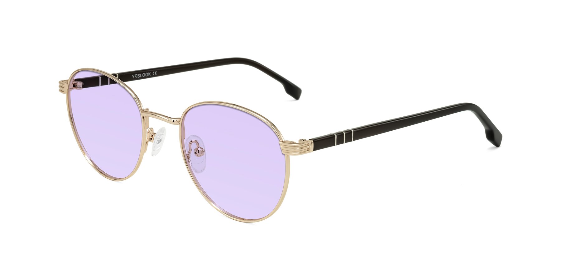 Angle of Orozco in Gold/Dark Brown with Light Purple Tinted Lenses