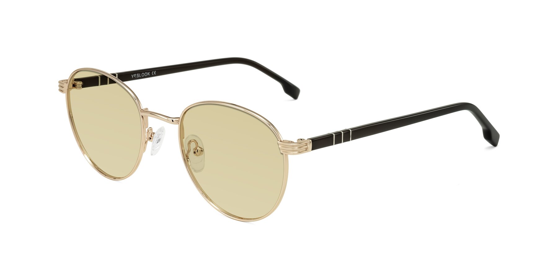 Angle of Orozco in Gold/Dark Brown with Light Champagne Tinted Lenses