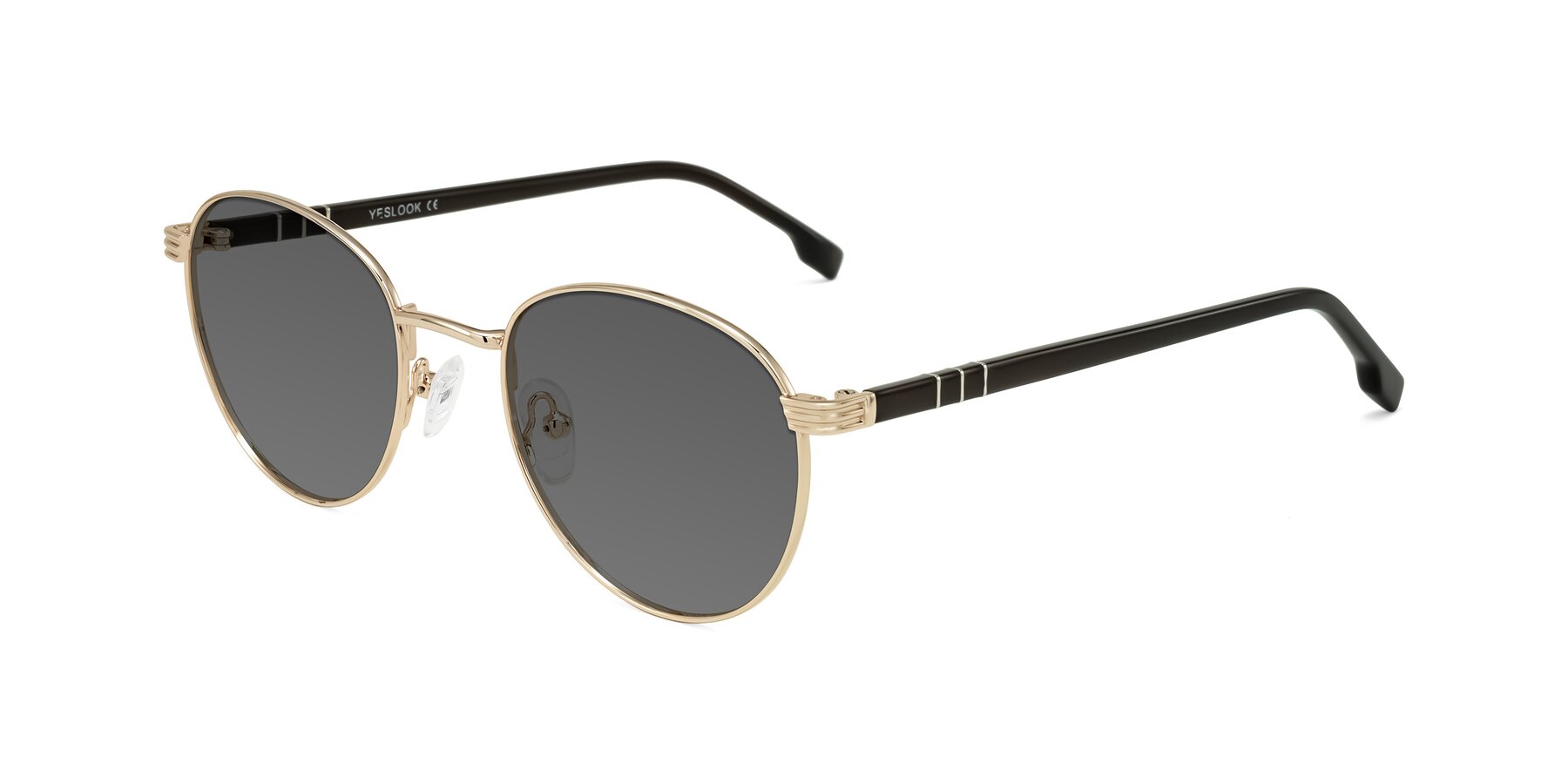 Angle of Orozco in Gold/Dark Brown with Medium Gray Tinted Lenses