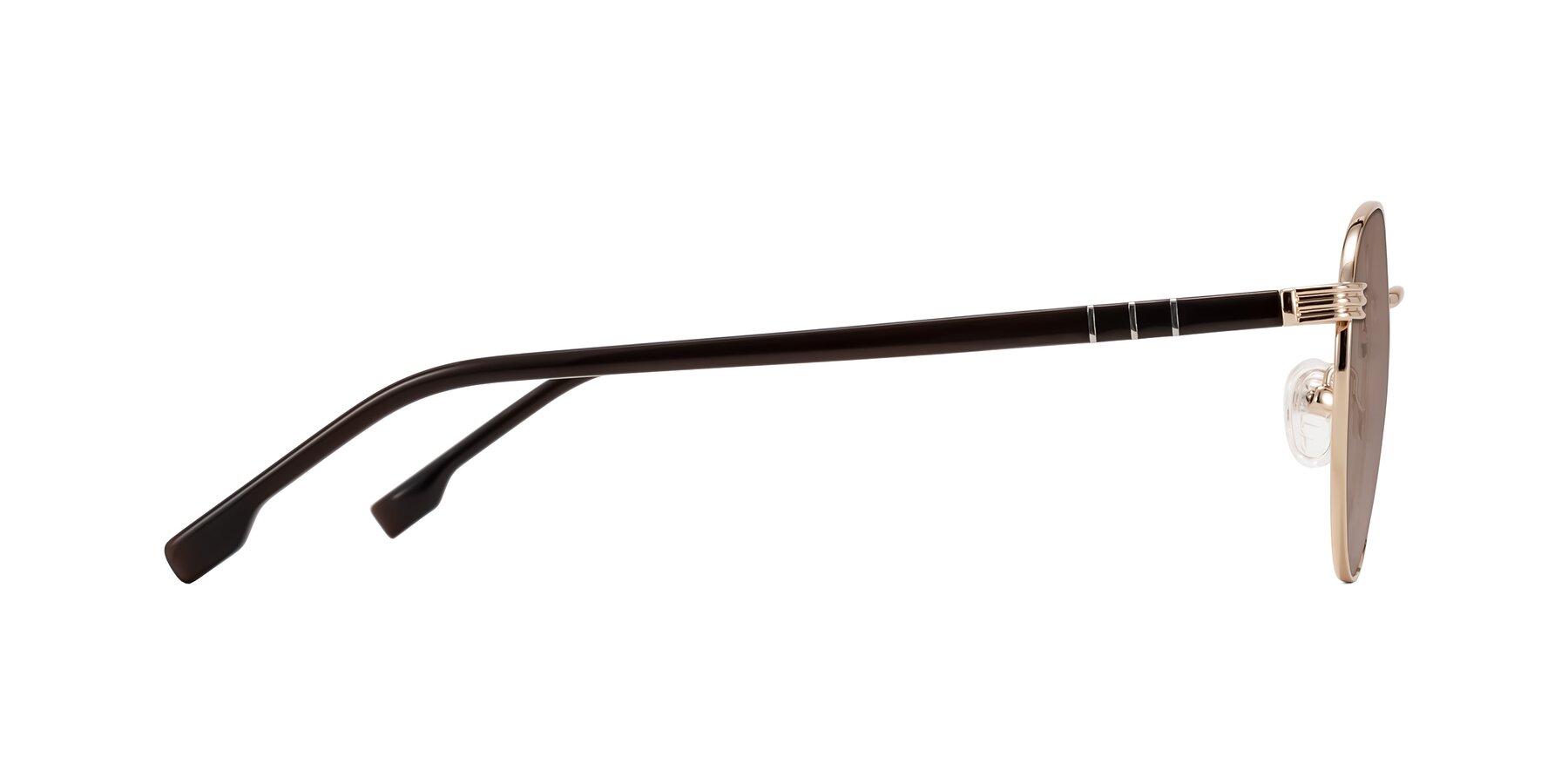 Side of Orozco in Gold/Dark Brown with Medium Brown Tinted Lenses