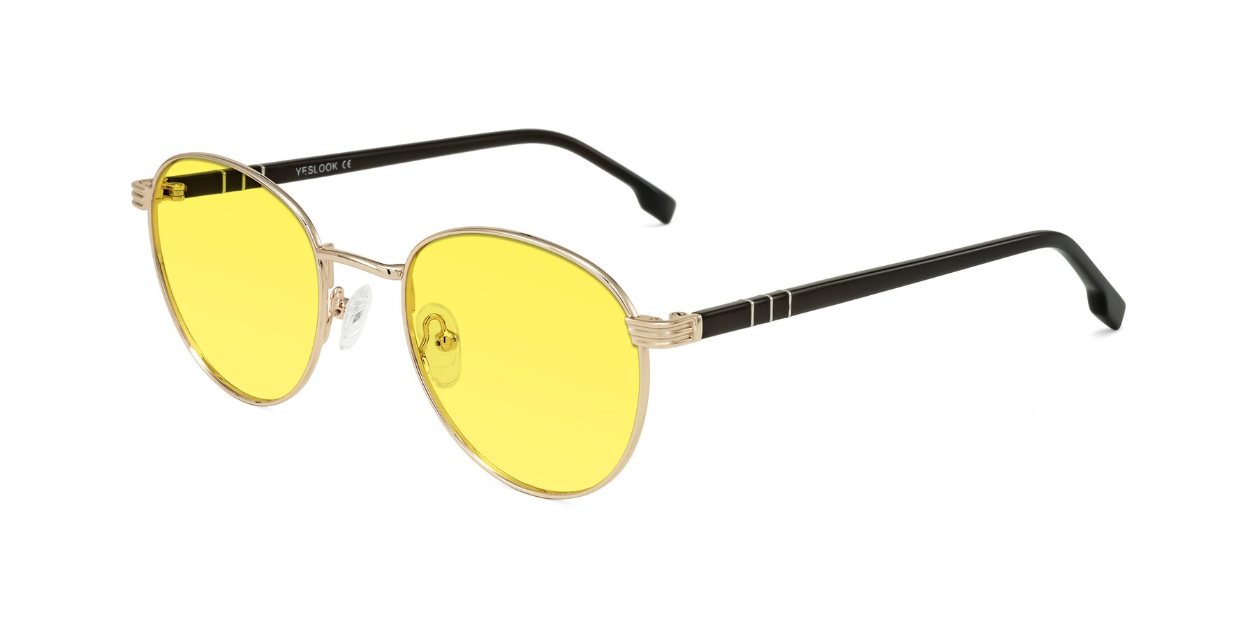 Angle of Orozco in Gold/Dark Brown with Medium Yellow Tinted Lenses