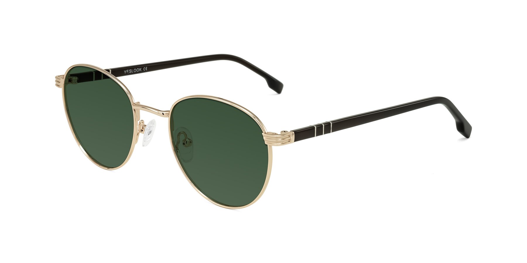 Angle of Orozco in Gold/Dark Brown with Green Tinted Lenses