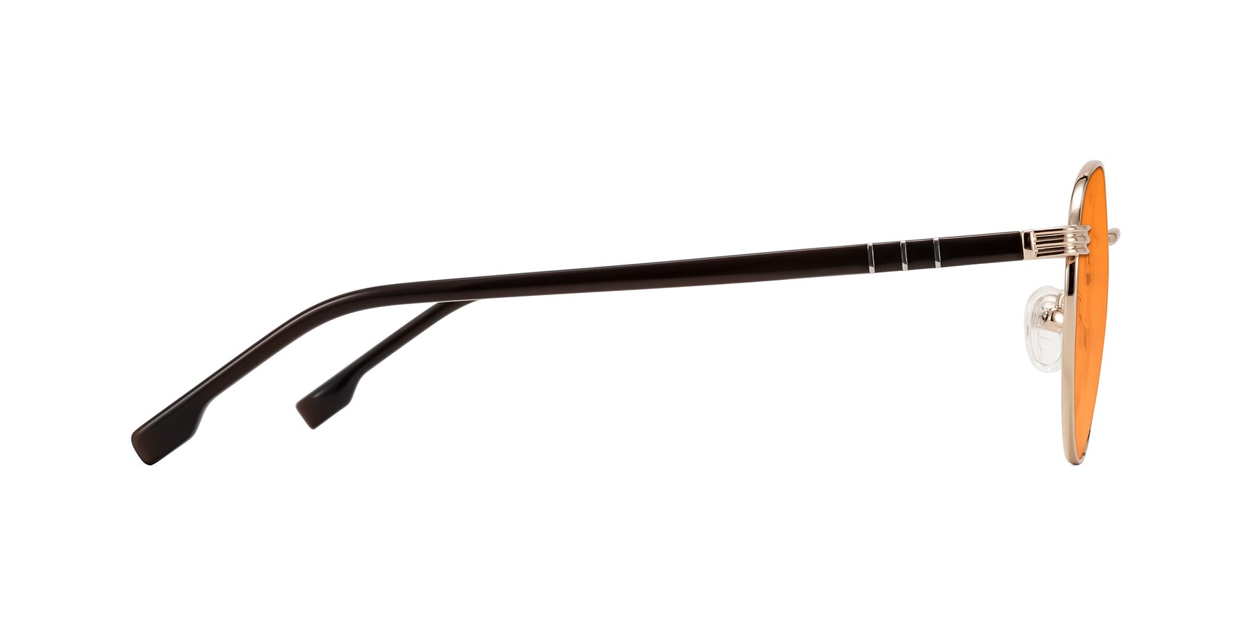 Side of Orozco in Gold/Dark Brown with Orange Tinted Lenses