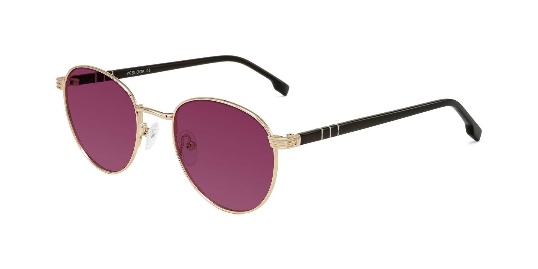 Angle of Orozco in Gold/Dark Brown with Wine Tinted Lenses