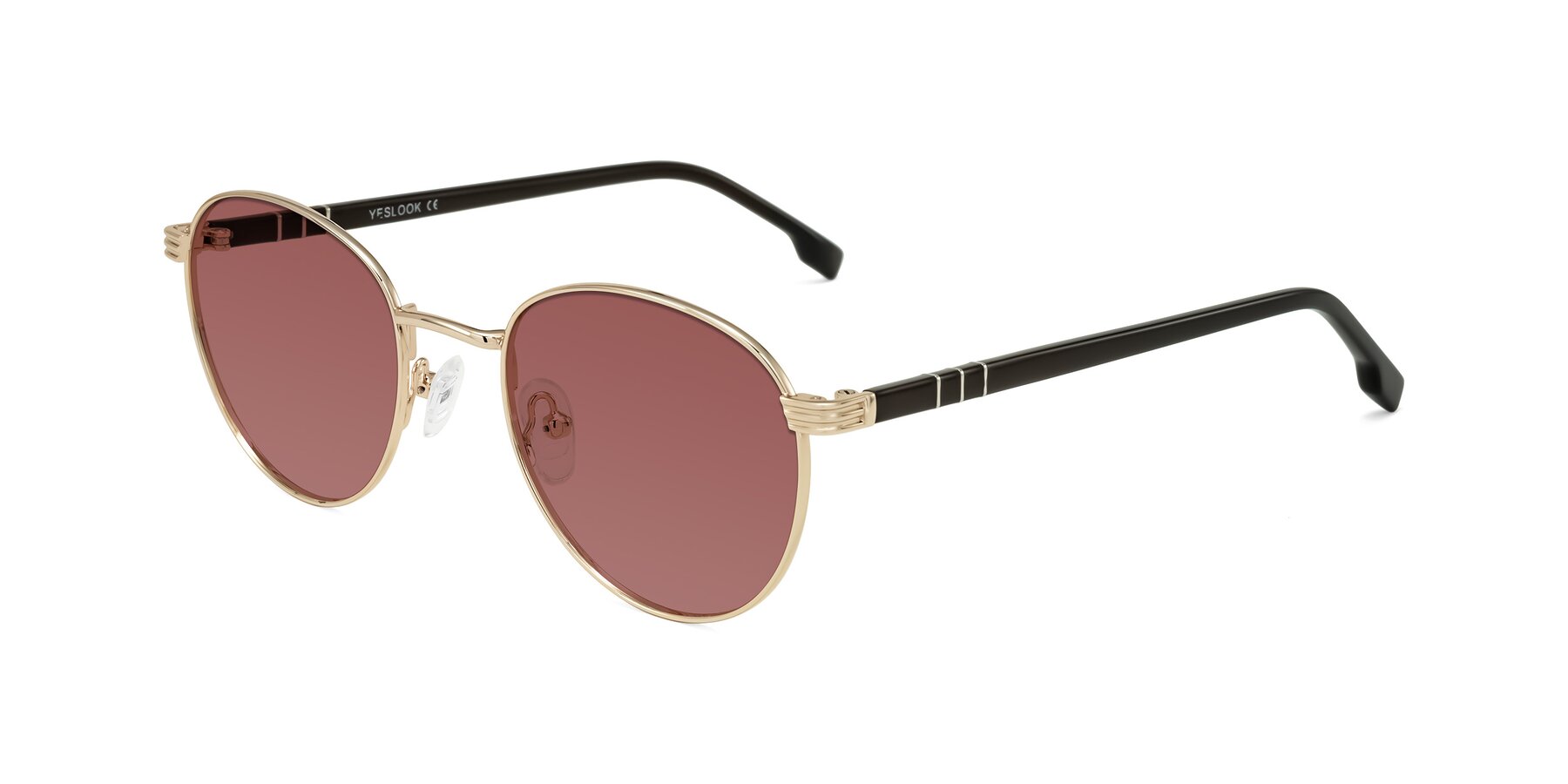 Angle of Orozco in Gold/Dark Brown with Garnet Tinted Lenses