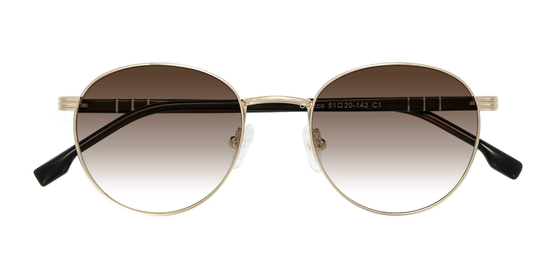 Folded Front of Orozco in Gold/Dark Brown with Brown Gradient Lenses