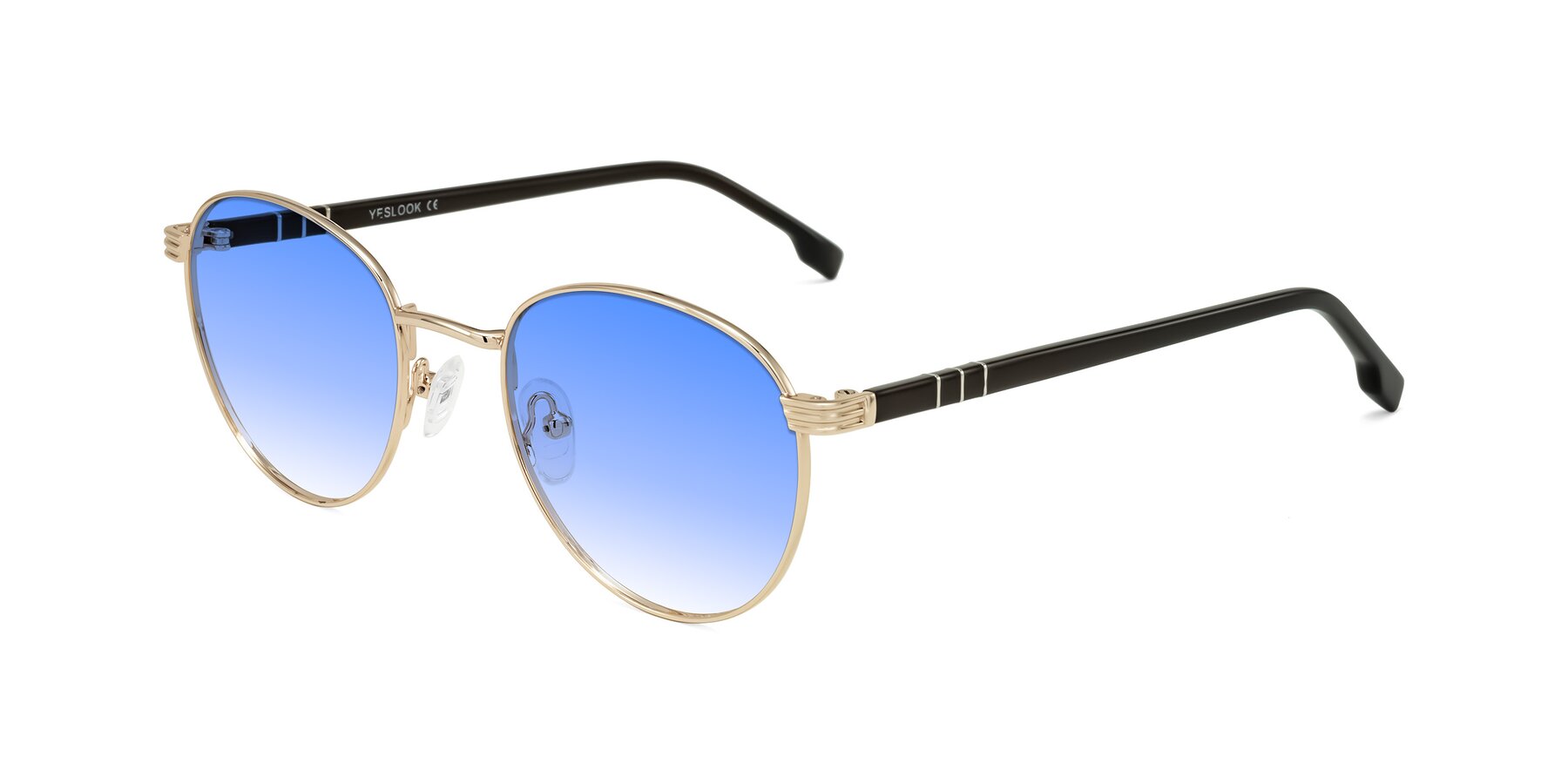 Angle of Orozco in Gold/Dark Brown with Blue Gradient Lenses