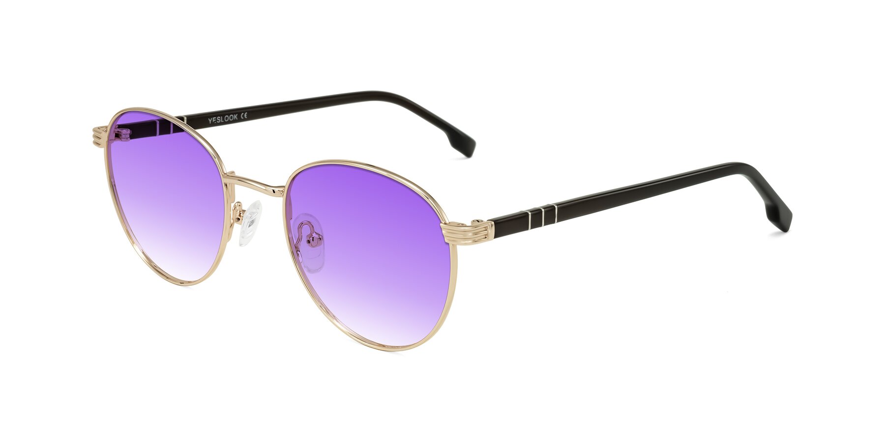 Angle of Orozco in Gold/Dark Brown with Purple Gradient Lenses