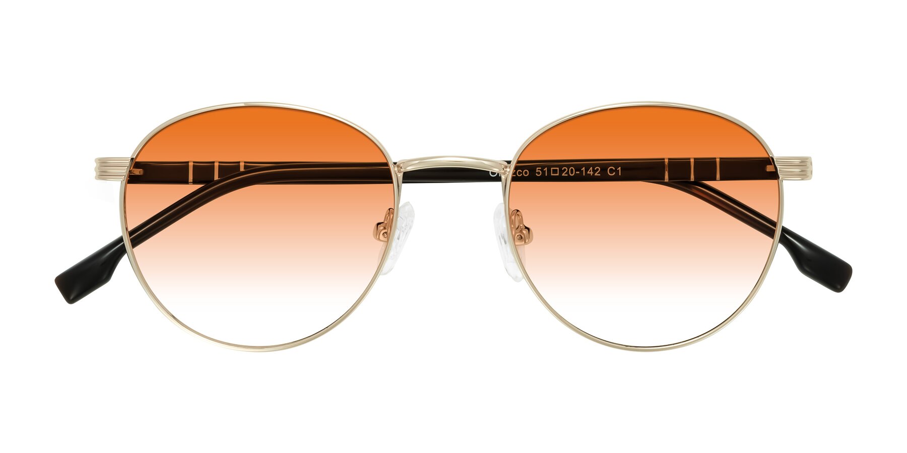 Folded Front of Orozco in Gold/Dark Brown with Orange Gradient Lenses