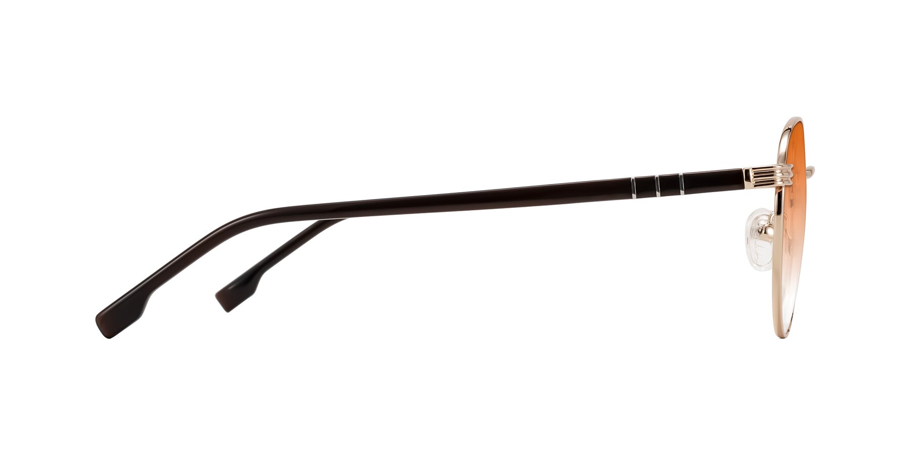 Side of Orozco in Gold/Dark Brown with Orange Gradient Lenses