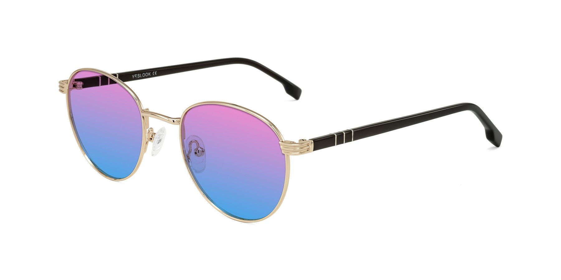 Angle of Orozco in Gold/Dark Brown with Pink / Blue Gradient Lenses