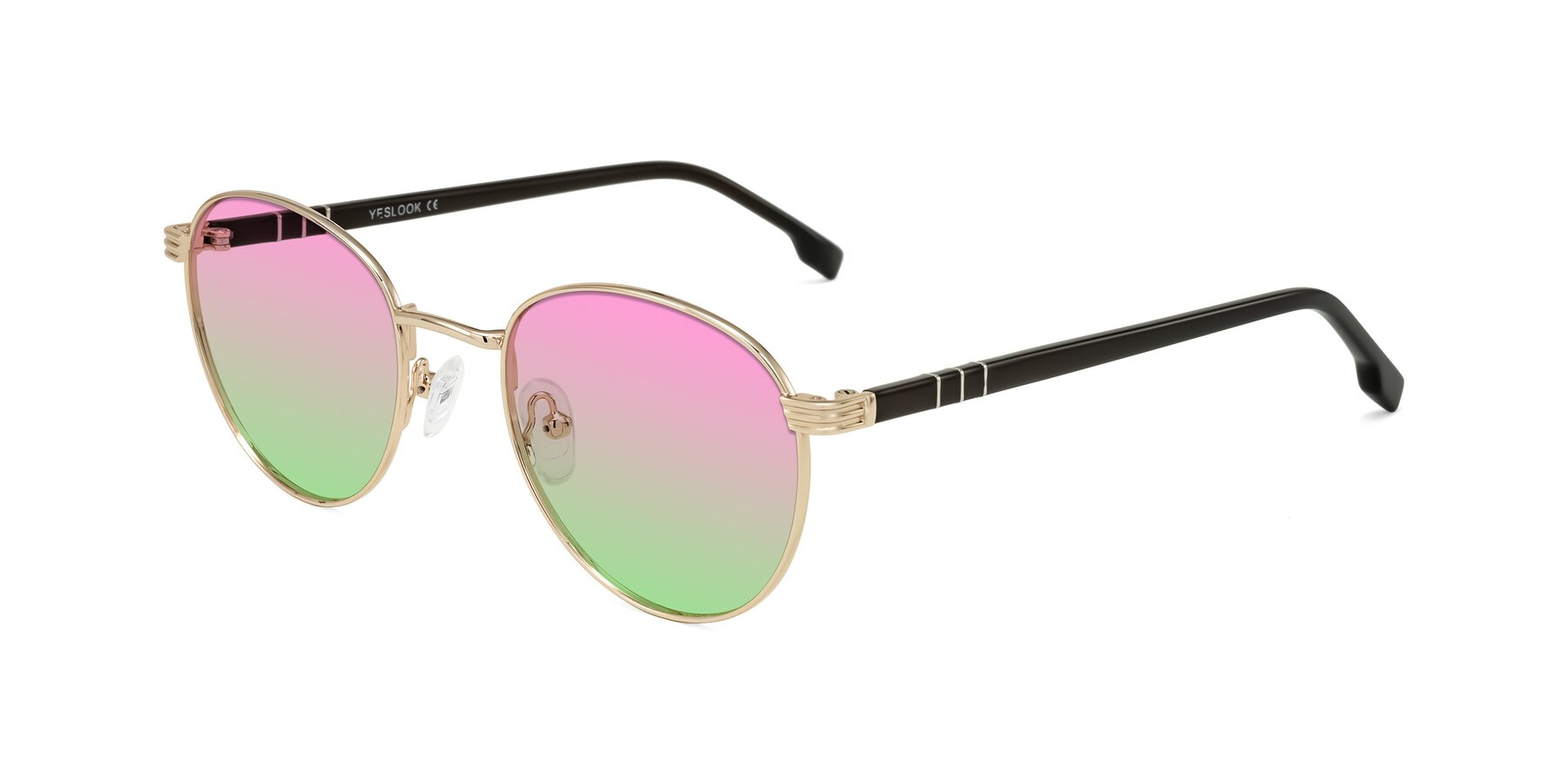 Angle of Orozco in Gold/Dark Brown with Pink / Green Gradient Lenses