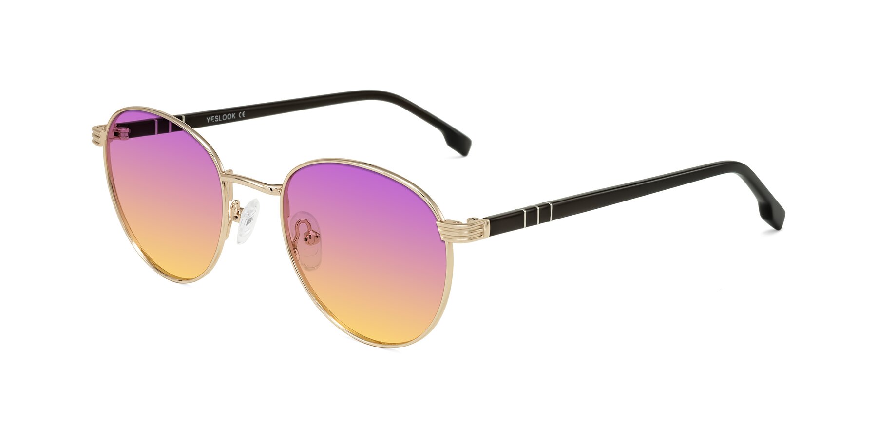 Angle of Orozco in Gold/Dark Brown with Purple / Yellow Gradient Lenses