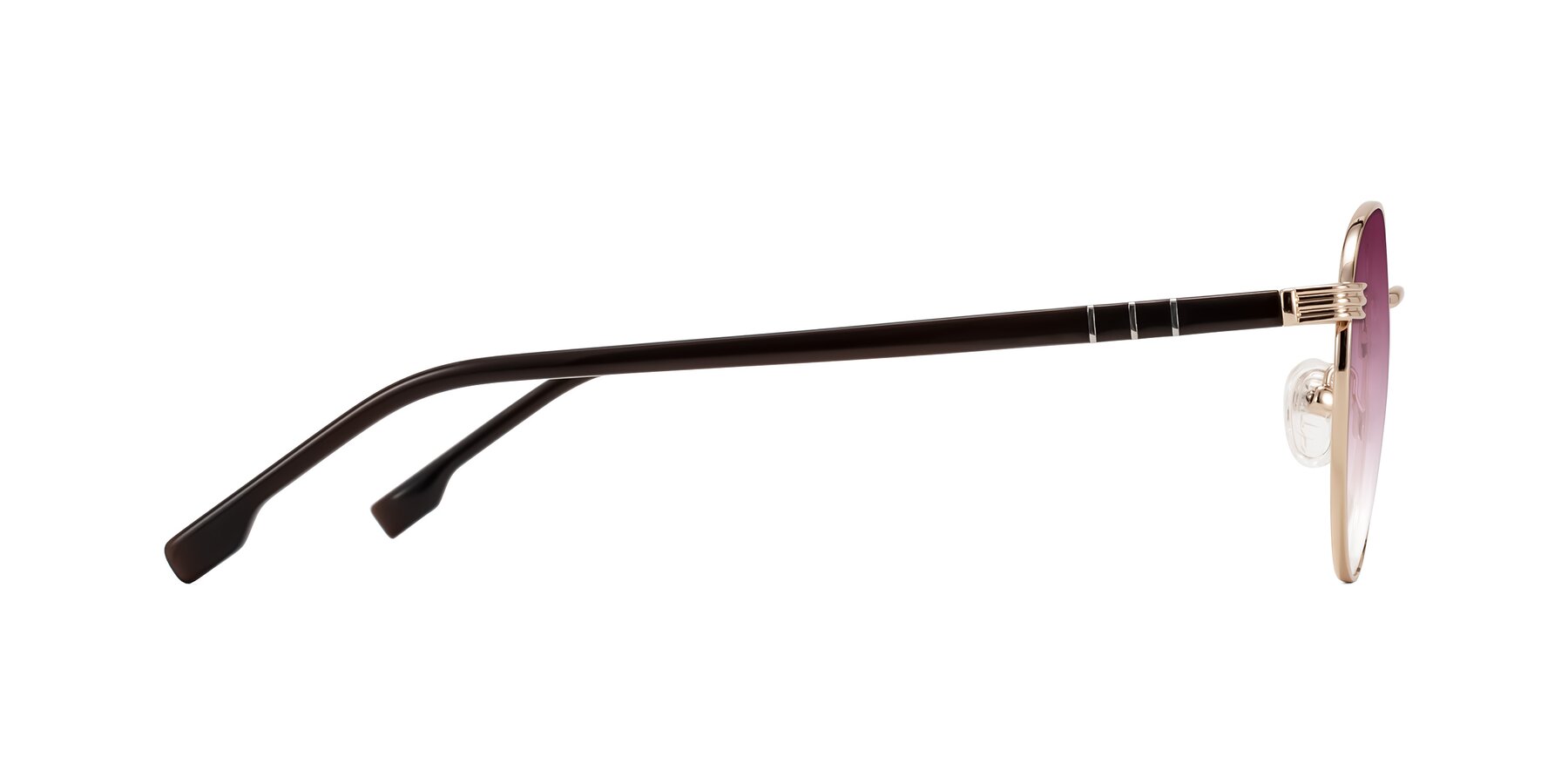 Side of Orozco in Gold/Dark Brown with Wine Gradient Lenses