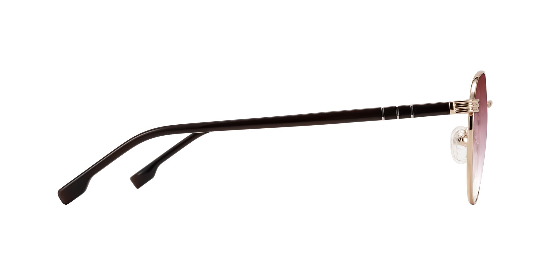 Side of Orozco in Gold/Dark Brown with Garnet Gradient Lenses