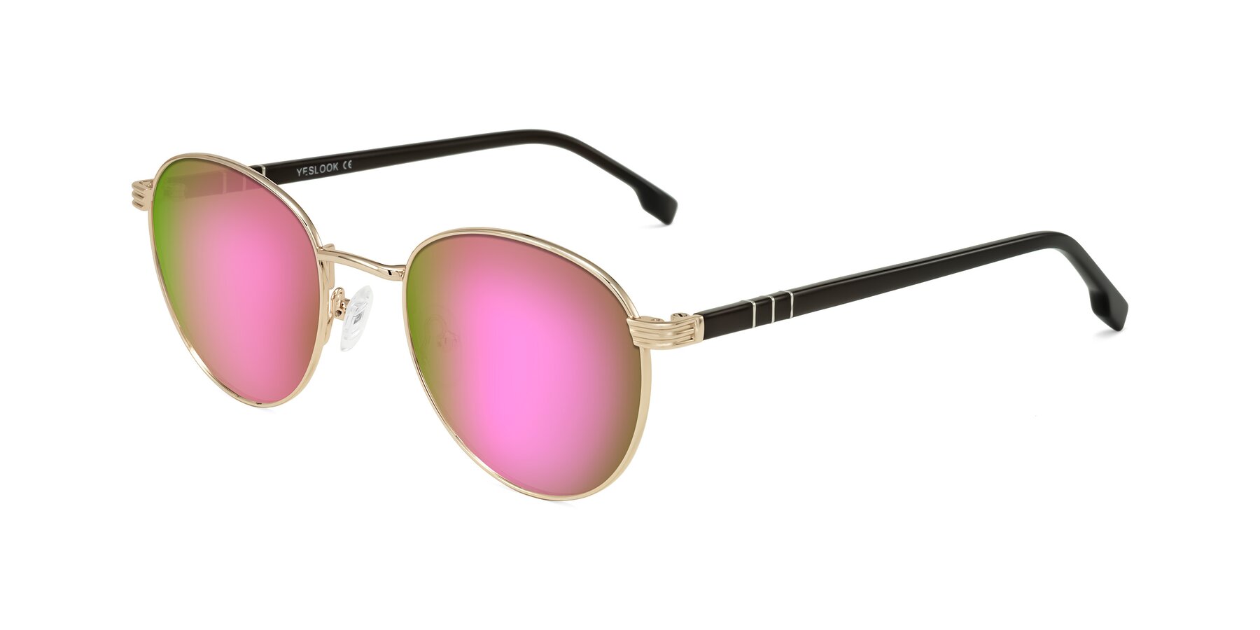 Angle of Orozco in Gold/Dark Brown with Pink Mirrored Lenses