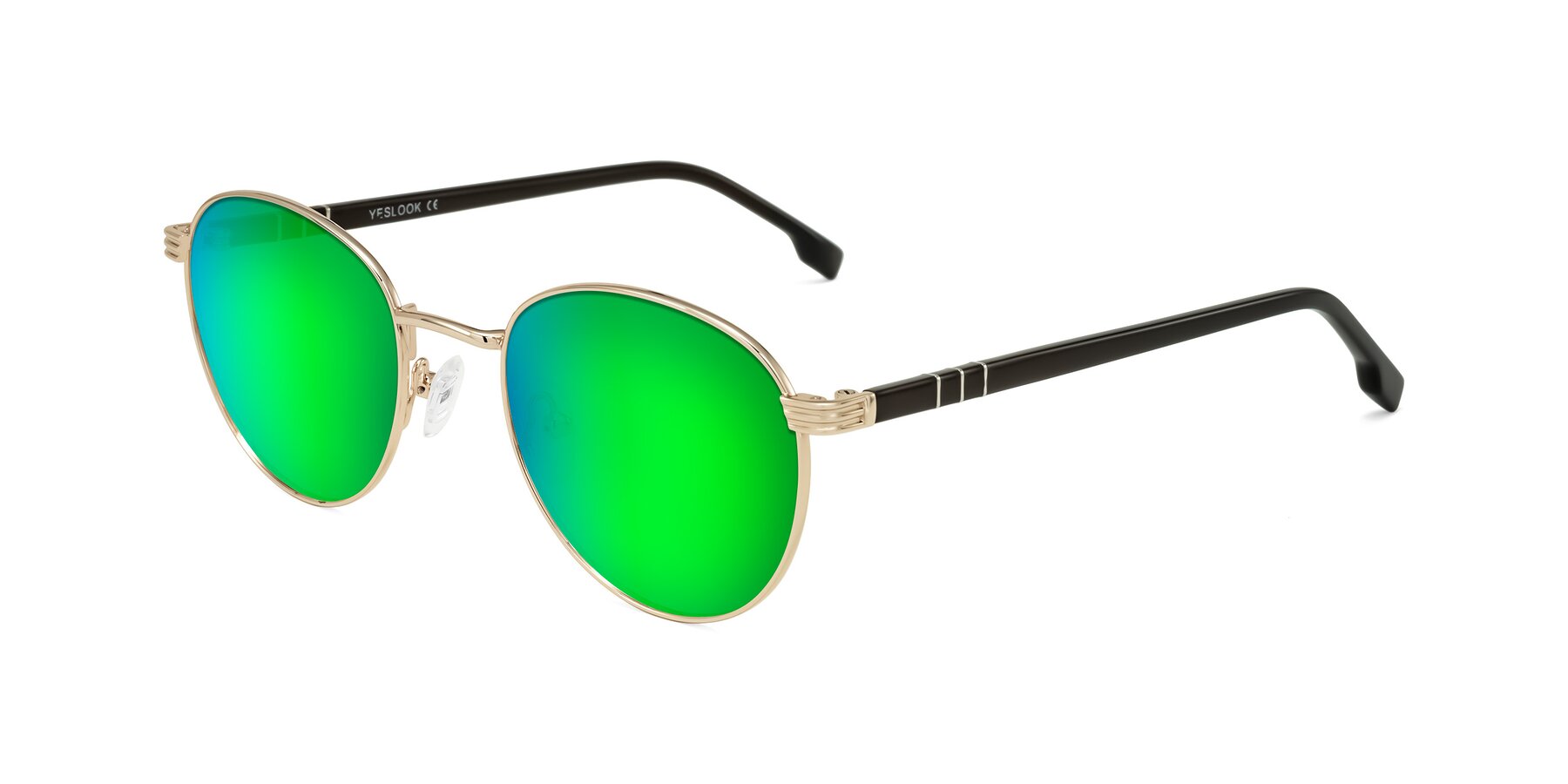 Angle of Orozco in Gold/Dark Brown with Green Mirrored Lenses