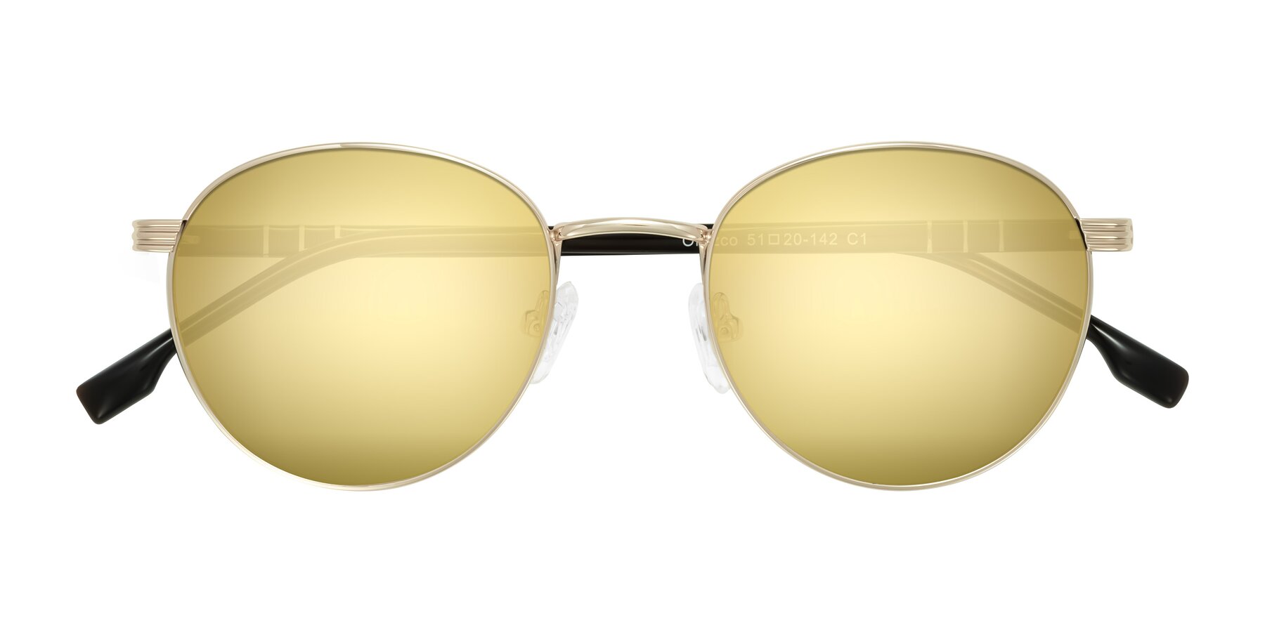 Folded Front of Orozco in Gold/Dark Brown with Gold Mirrored Lenses