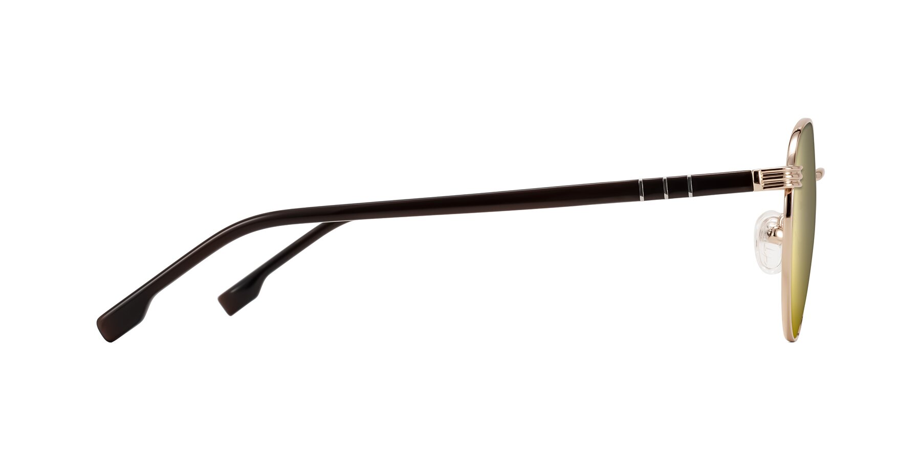 Side of Orozco in Gold/Dark Brown with Gold Mirrored Lenses