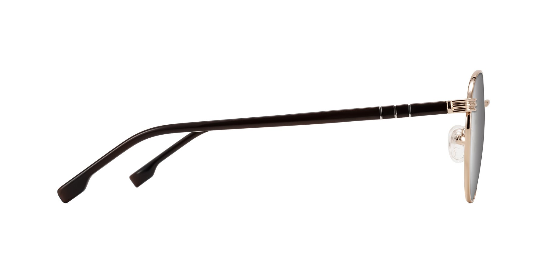 Side of Orozco in Gold/Dark Brown with Silver Mirrored Lenses