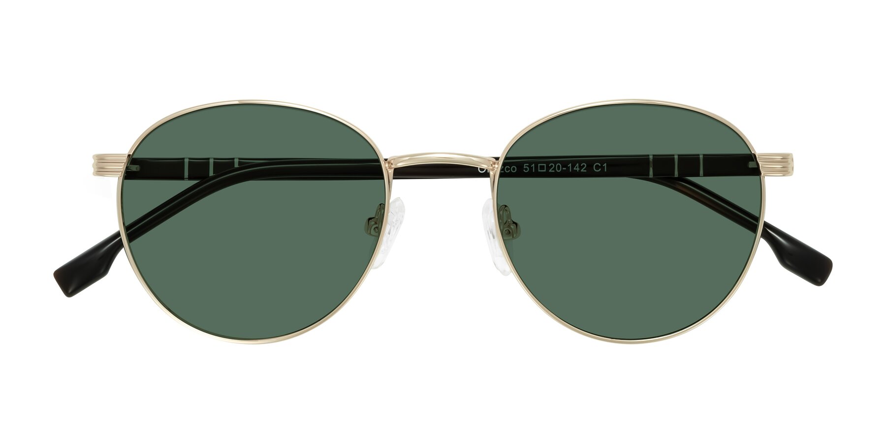 Folded Front of Orozco in Gold/Dark Brown with Green Polarized Lenses