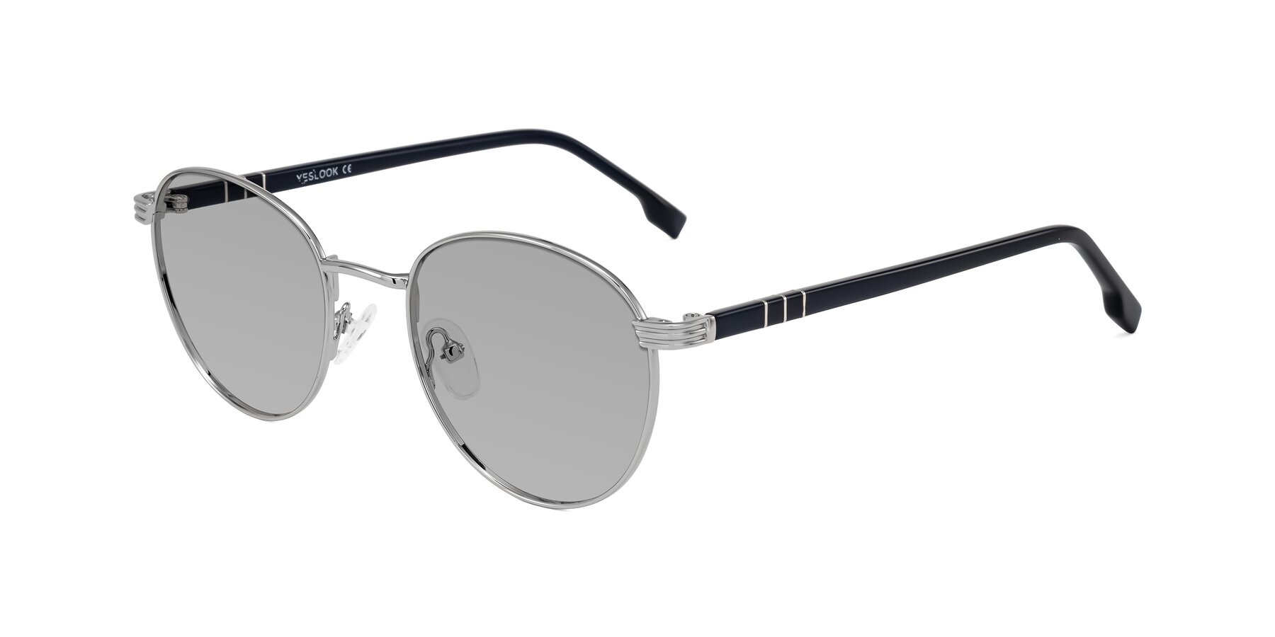 Angle of Orozco in Silver/Dark Blue with Light Gray Tinted Lenses