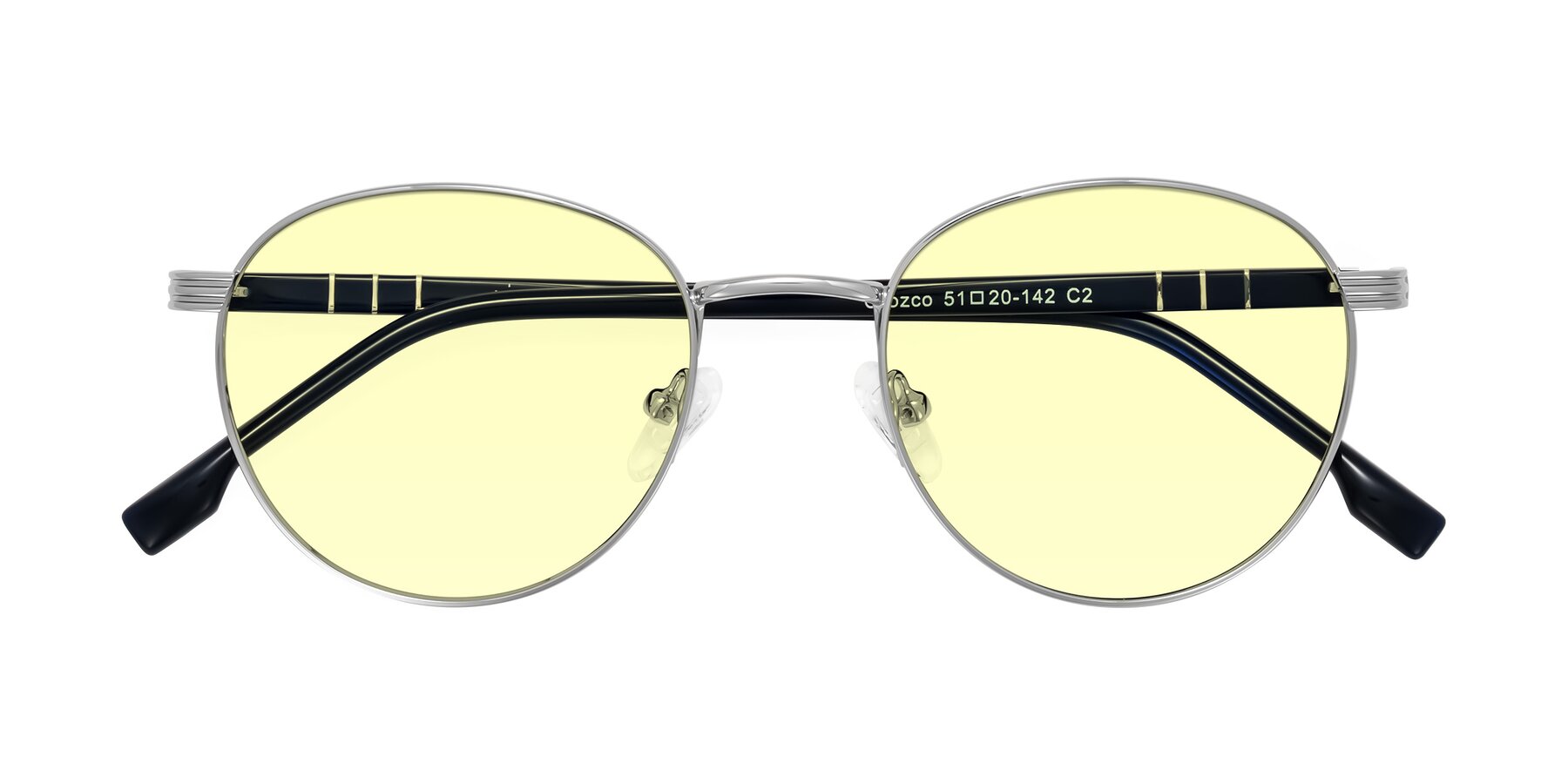 Folded Front of Orozco in Silver/Dark Blue with Light Yellow Tinted Lenses