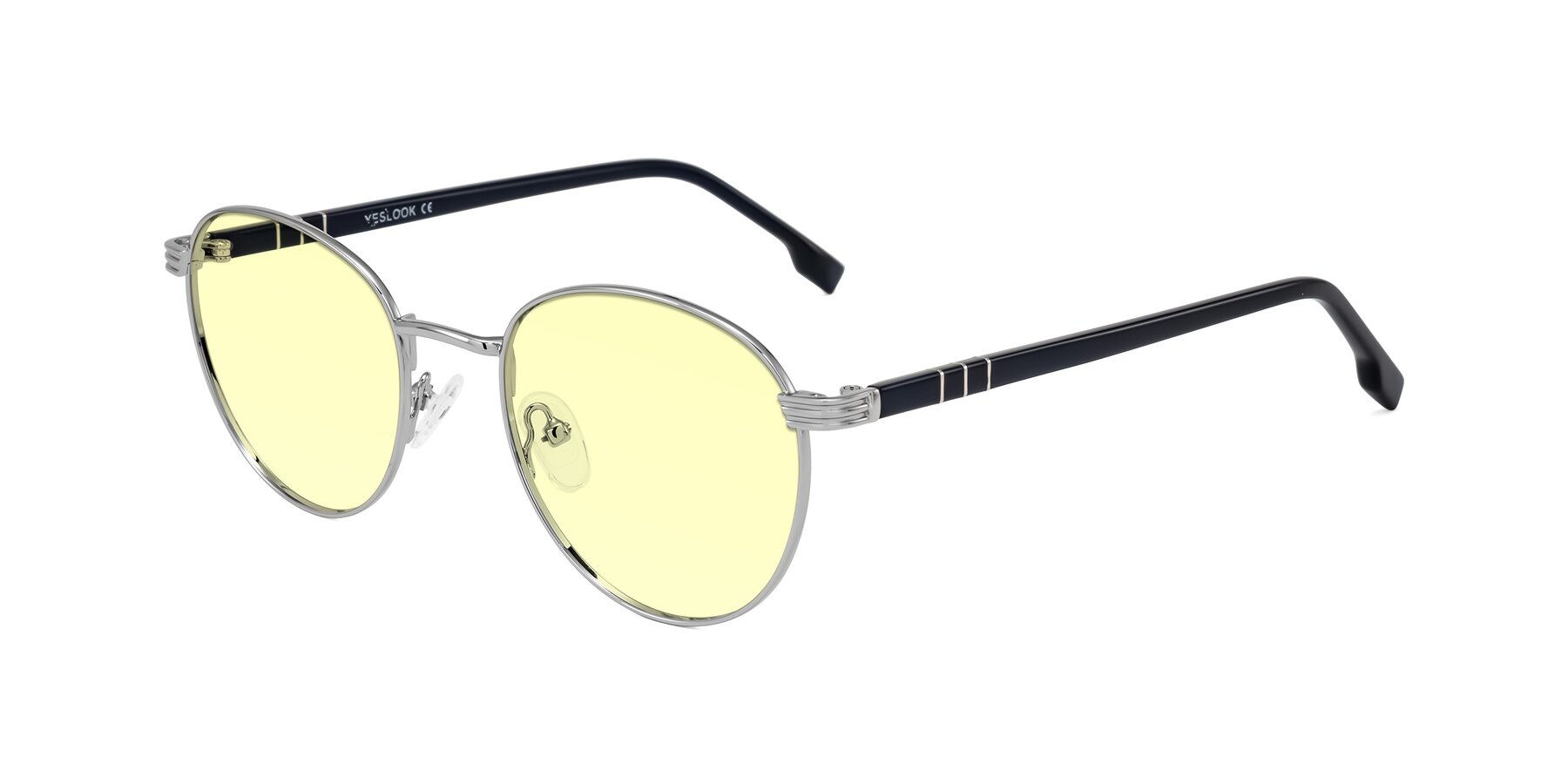 Angle of Orozco in Silver/Dark Blue with Light Yellow Tinted Lenses