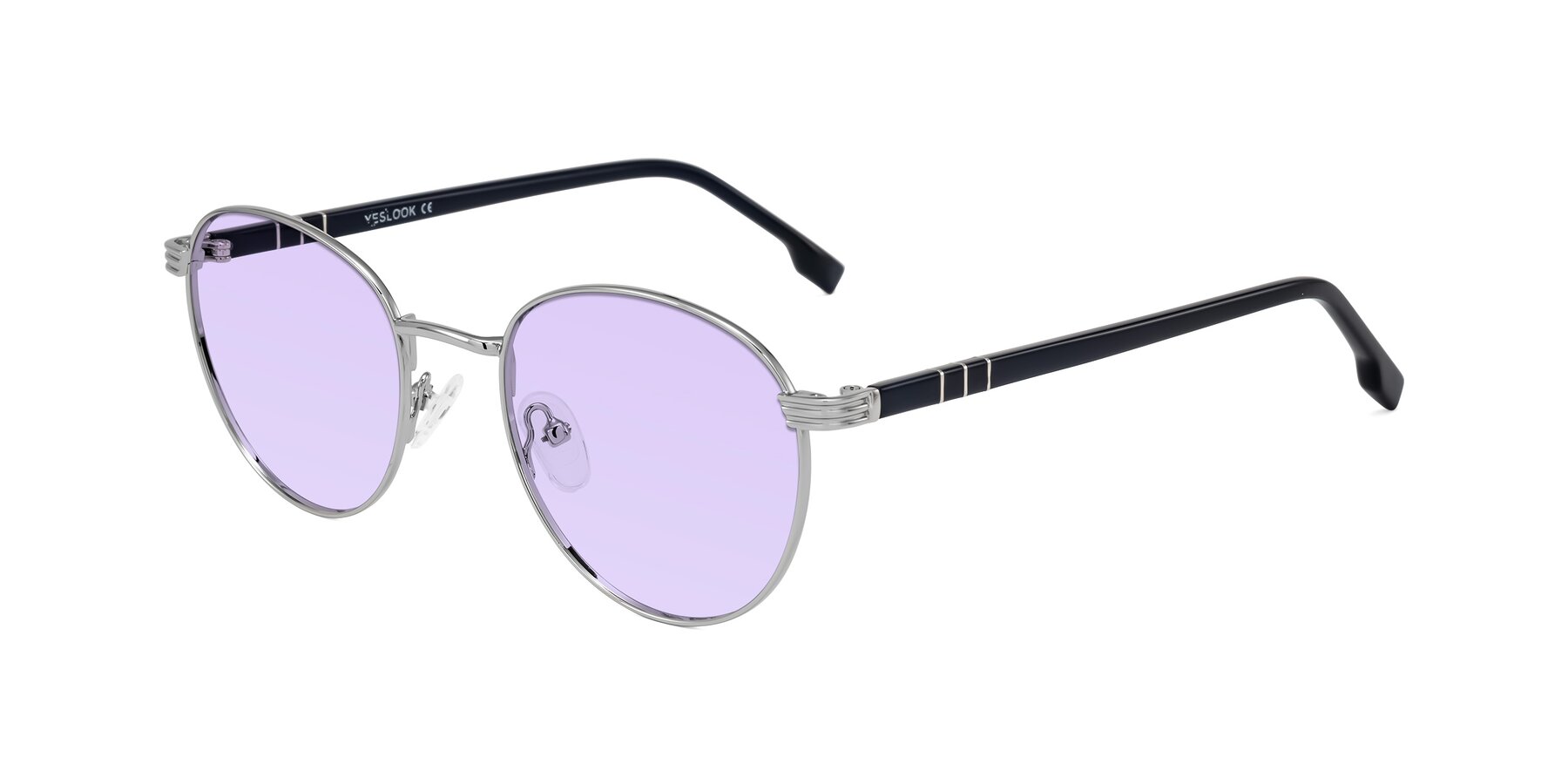 Angle of Orozco in Silver/Dark Blue with Light Purple Tinted Lenses