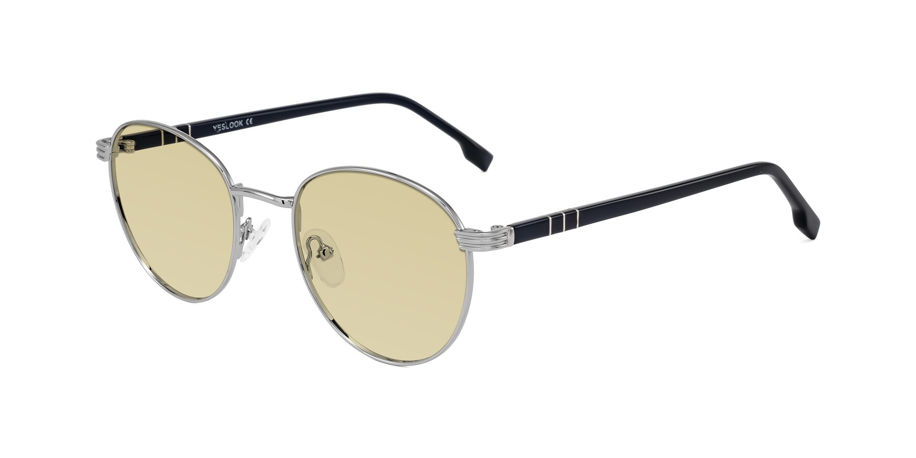 Angle of Orozco in Silver/Dark Blue with Light Champagne Tinted Lenses