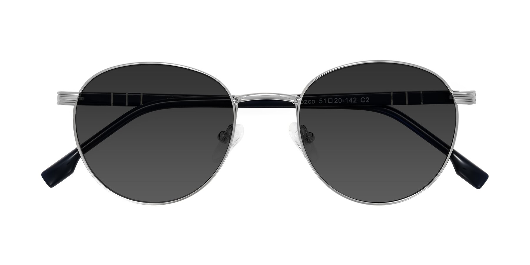 Folded Front of Orozco in Silver/Dark Blue with Gray Tinted Lenses