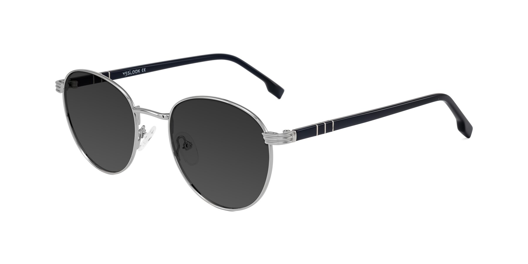 Angle of Orozco in Silver/Dark Blue with Gray Tinted Lenses