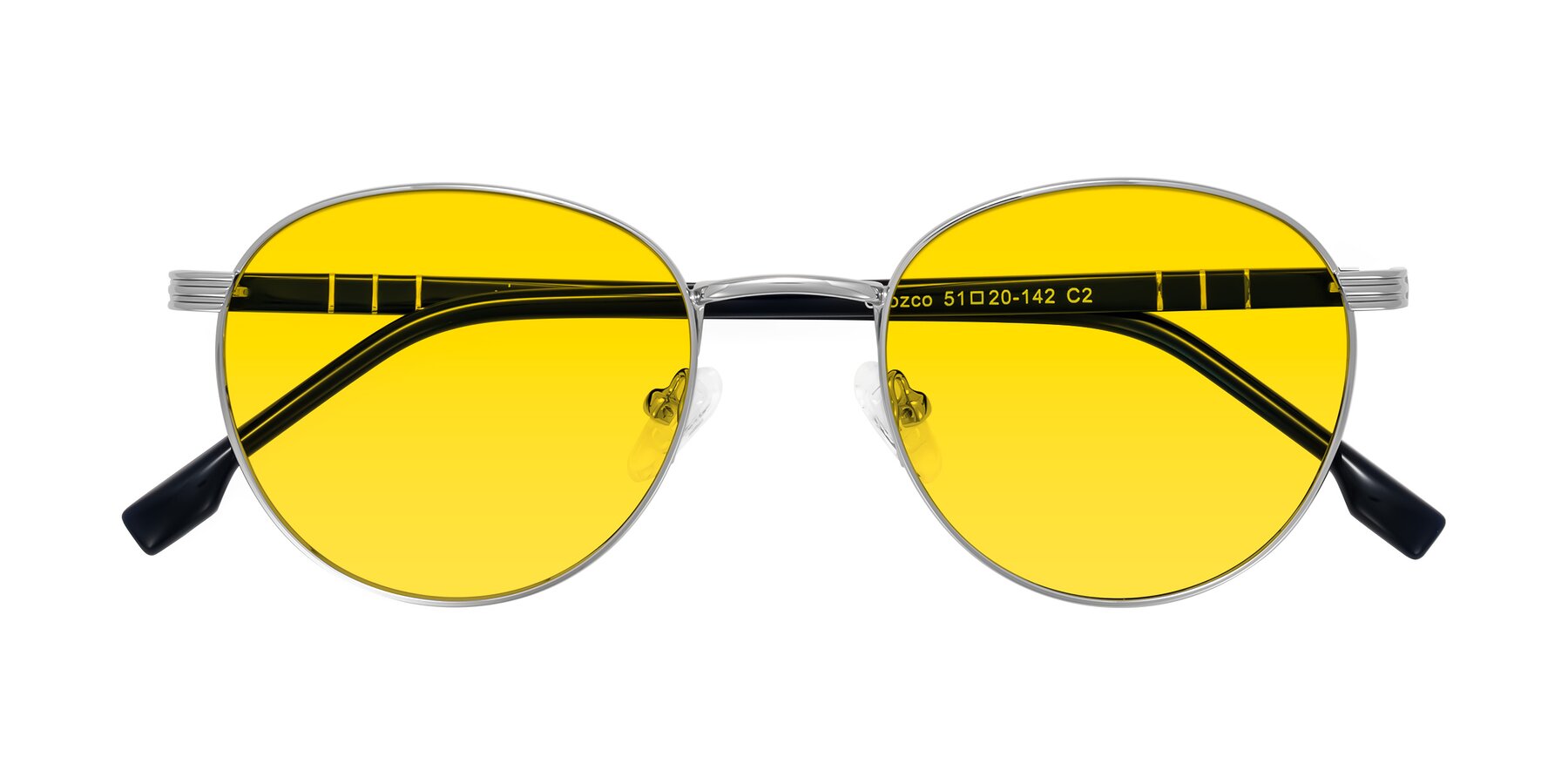 Folded Front of Orozco in Silver/Dark Blue with Yellow Tinted Lenses