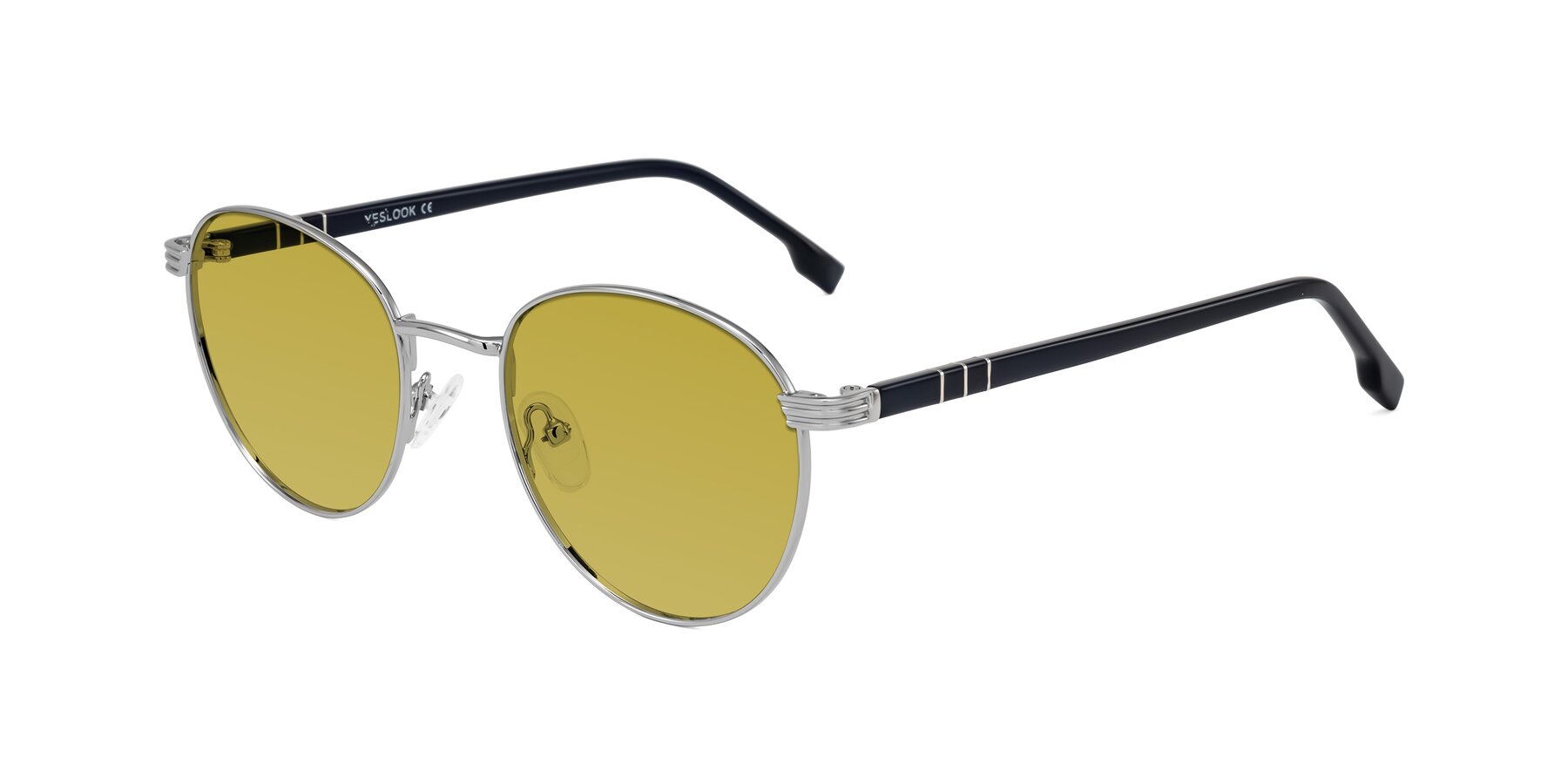 Angle of Orozco in Silver/Dark Blue with Champagne Tinted Lenses
