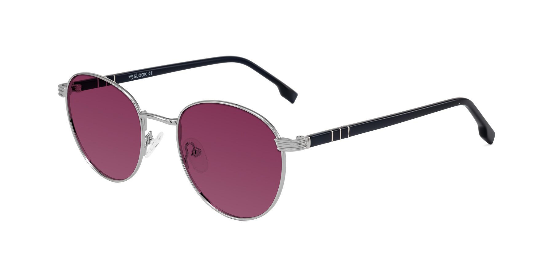 Angle of Orozco in Silver/Dark Blue with Wine Tinted Lenses