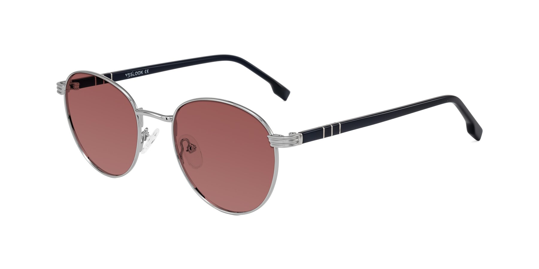 Angle of Orozco in Silver/Dark Blue with Garnet Tinted Lenses