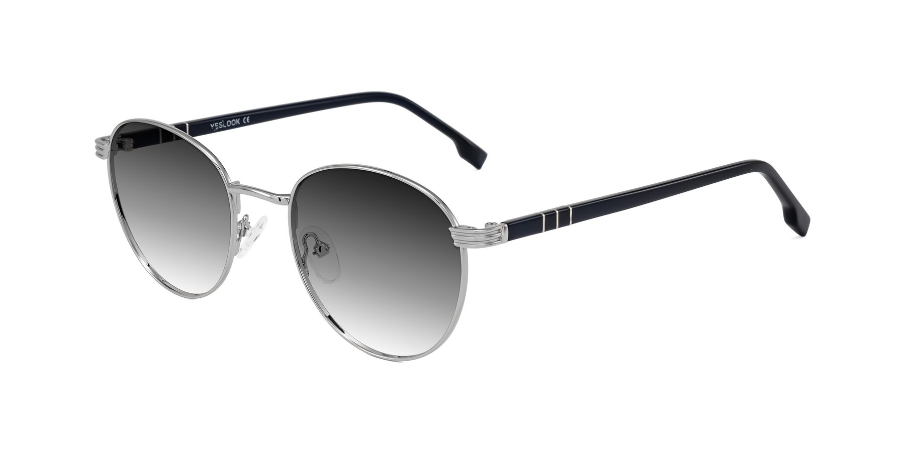 Angle of Orozco in Silver/Dark Blue with Gray Gradient Lenses