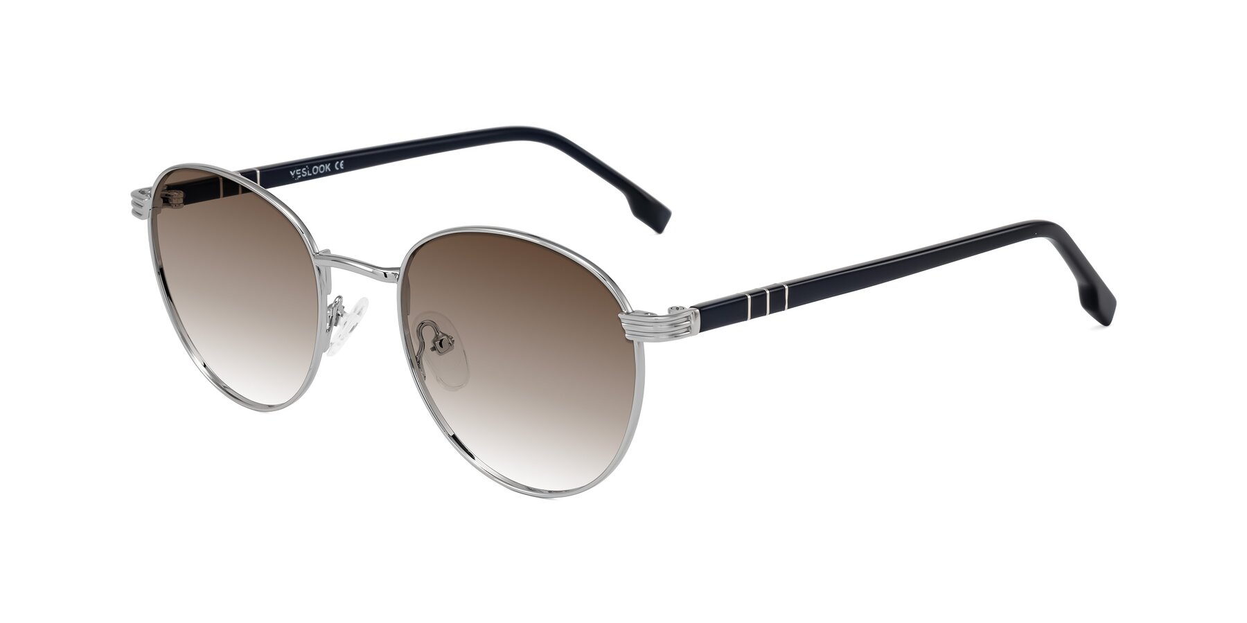 Angle of Orozco in Silver/Dark Blue with Brown Gradient Lenses
