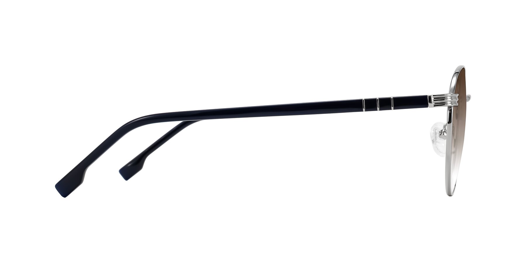 Side of Orozco in Silver/Dark Blue with Brown Gradient Lenses