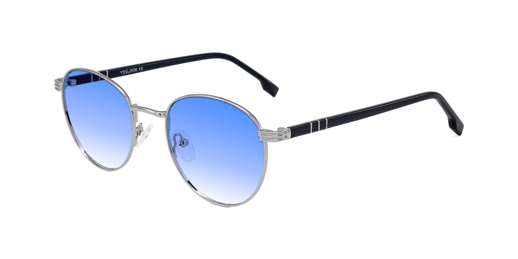 Angle of Orozco in Silver/Dark Blue with Blue Gradient Lenses