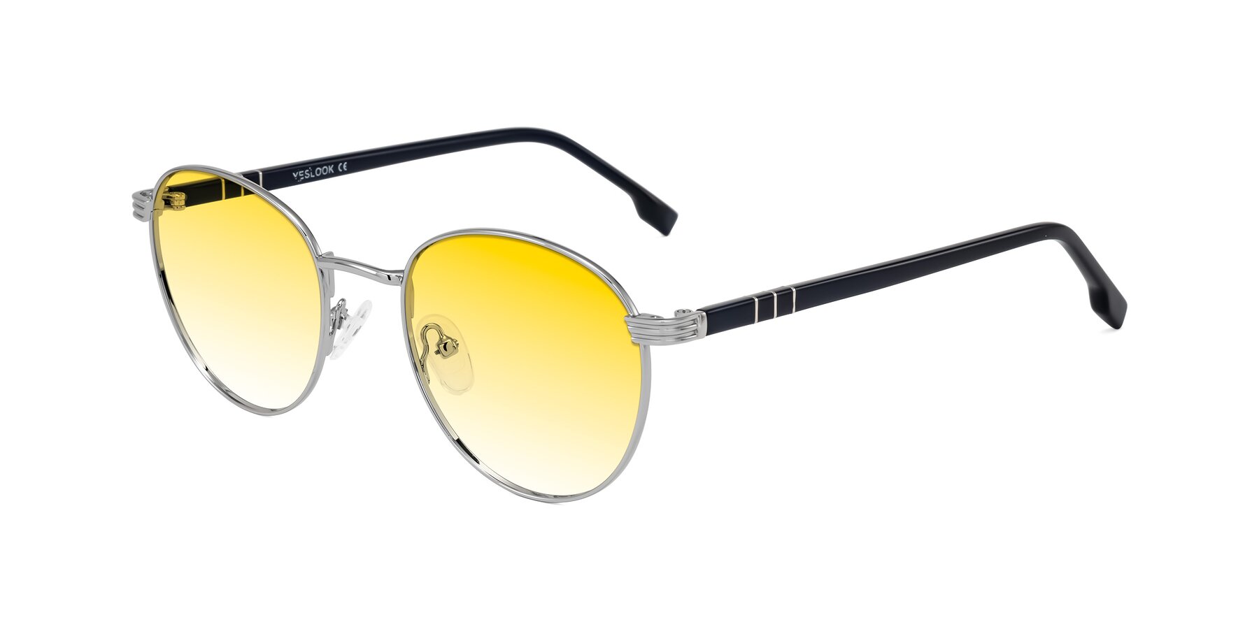 Angle of Orozco in Silver/Dark Blue with Yellow Gradient Lenses