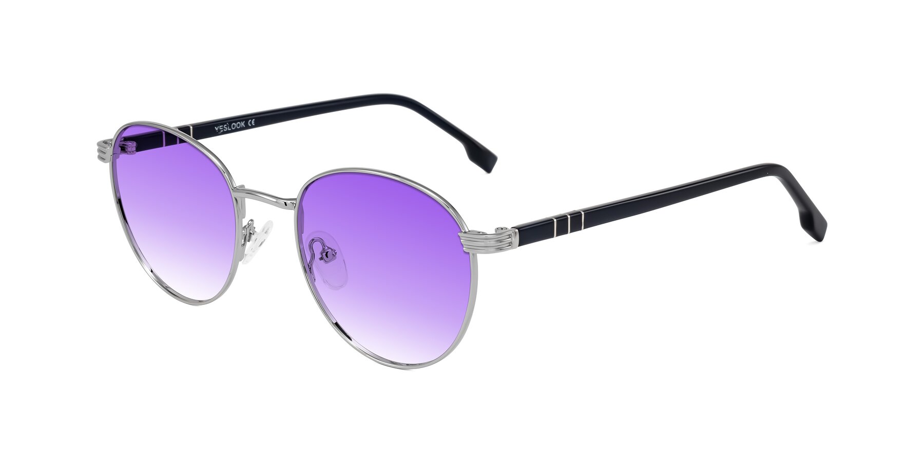 Angle of Orozco in Silver/Dark Blue with Purple Gradient Lenses