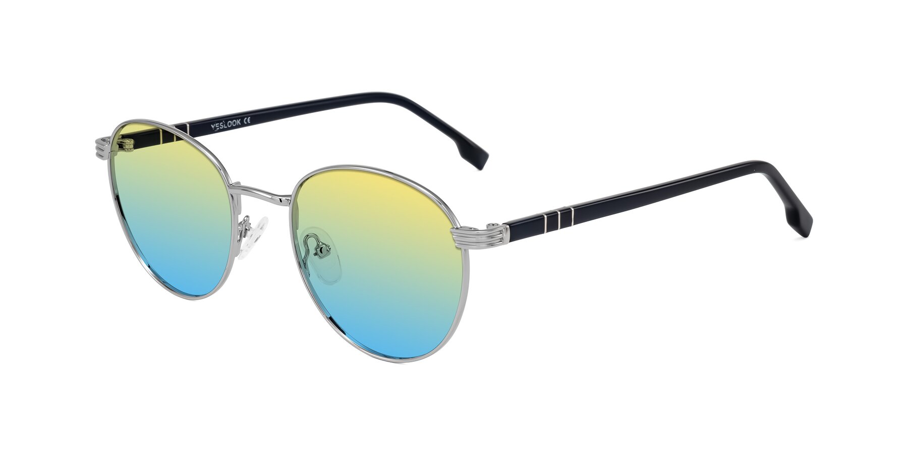 Angle of Orozco in Silver/Dark Blue with Yellow / Blue Gradient Lenses