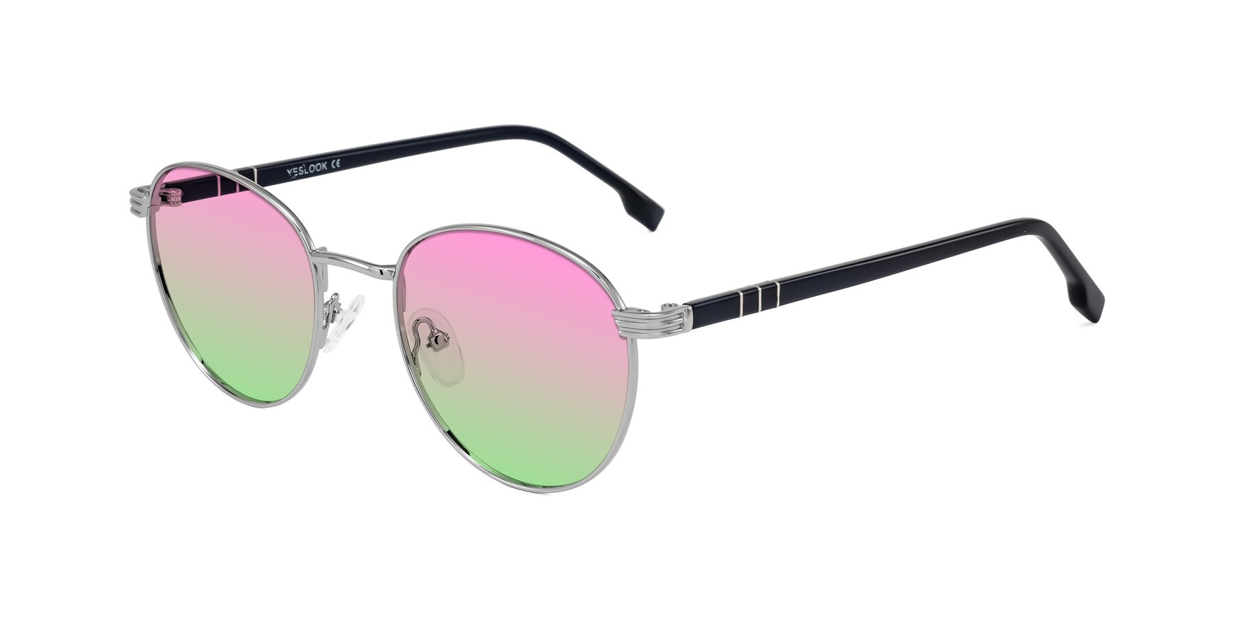 Angle of Orozco in Silver/Dark Blue with Pink / Green Gradient Lenses