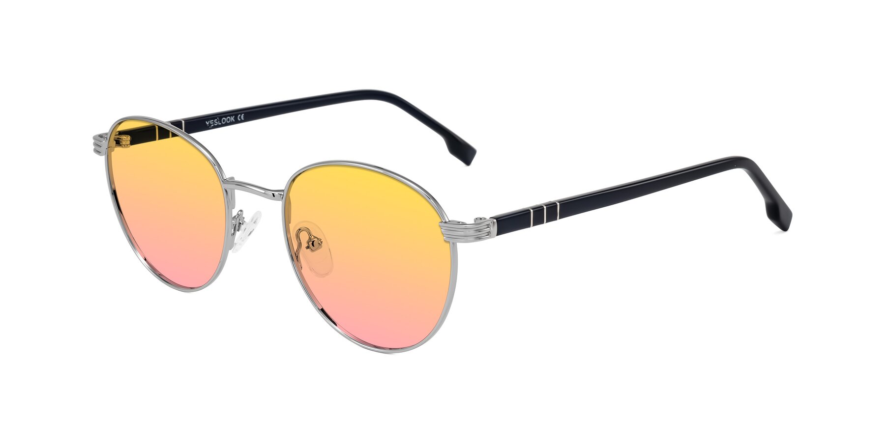 Angle of Orozco in Silver/Dark Blue with Yellow / Pink Gradient Lenses