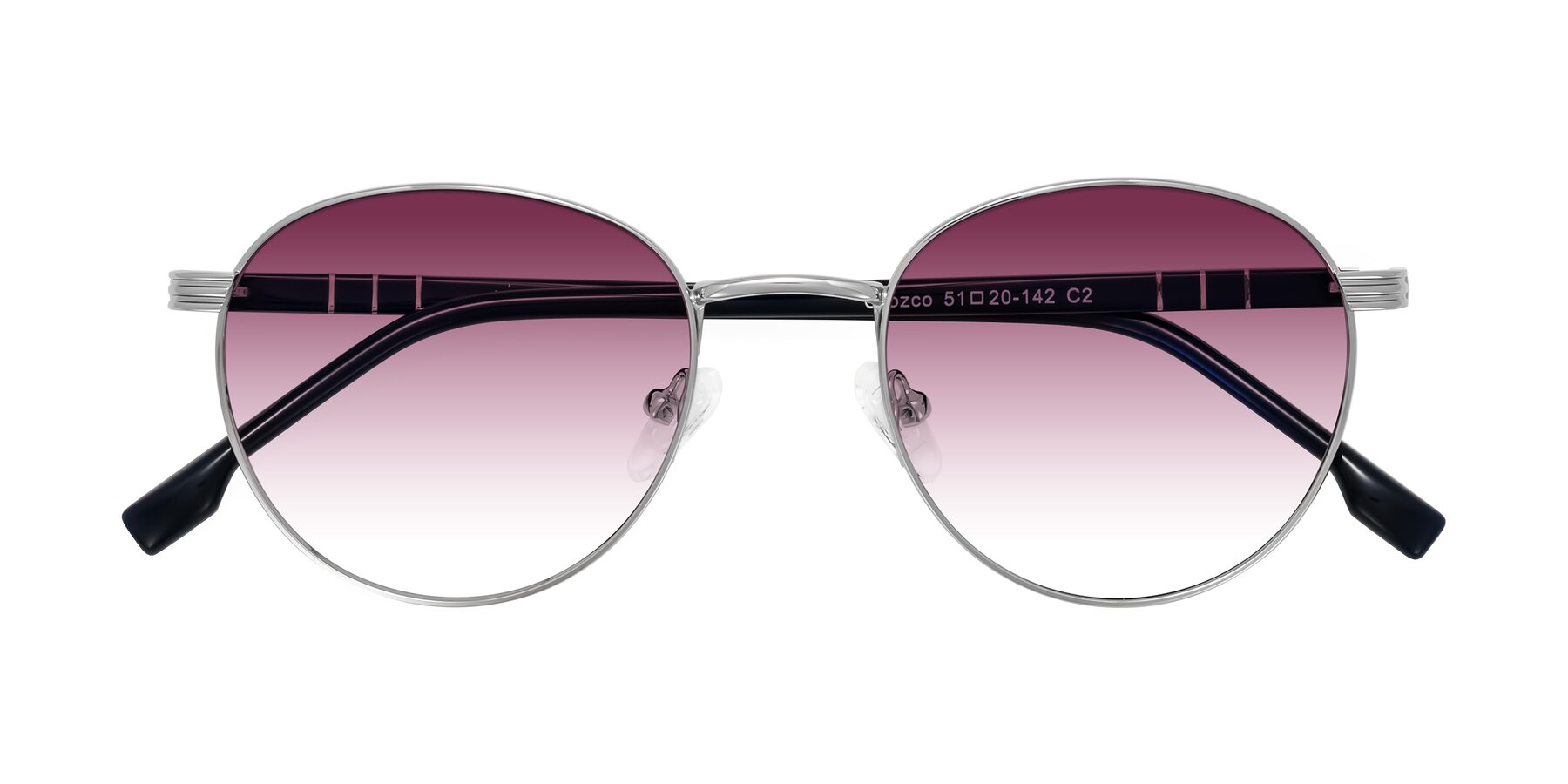 Folded Front of Orozco in Silver/Dark Blue with Wine Gradient Lenses