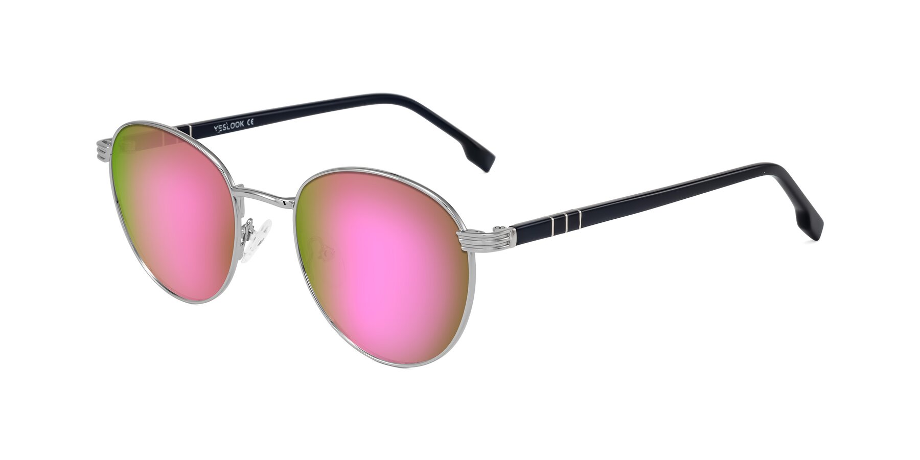 Angle of Orozco in Silver/Dark Blue with Pink Mirrored Lenses